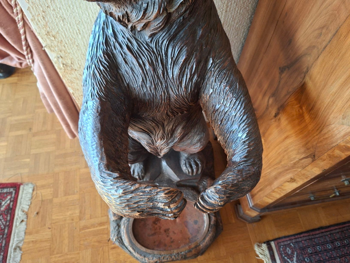 Sculpture ancien en bois ours