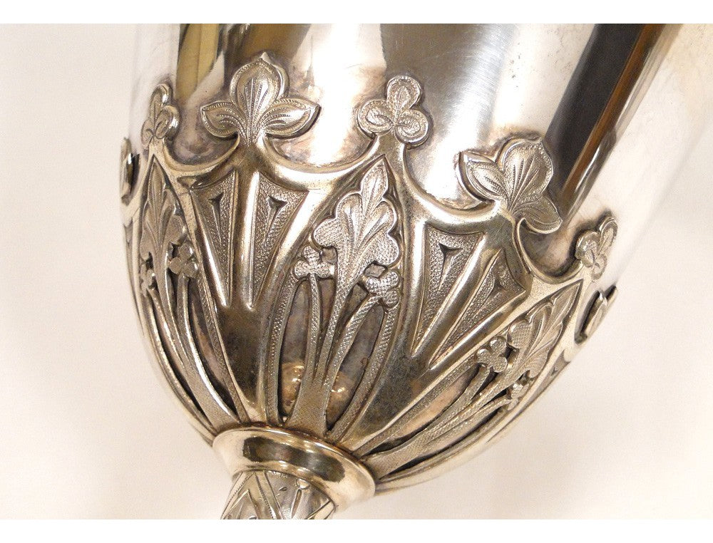 Calice en argent massif vermeil et rubis, 19e