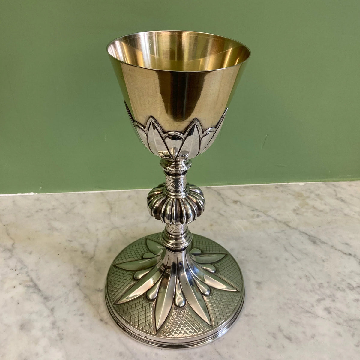 Calice néogothique argent massif et vermeil fin 19e.Maison Favier