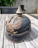 Casque à pointe modèle 1915 en cuir et métal gris