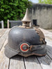 Casque à pointe modèle 1915 en cuir et métal gris