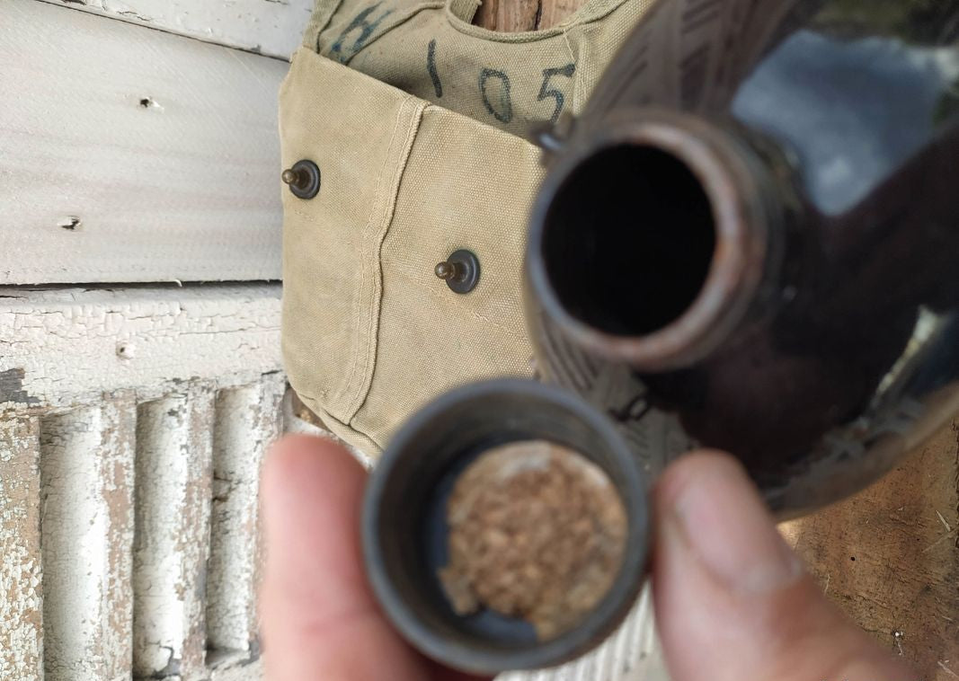 Gourde US émaillée et étui USMC WW2 militaria