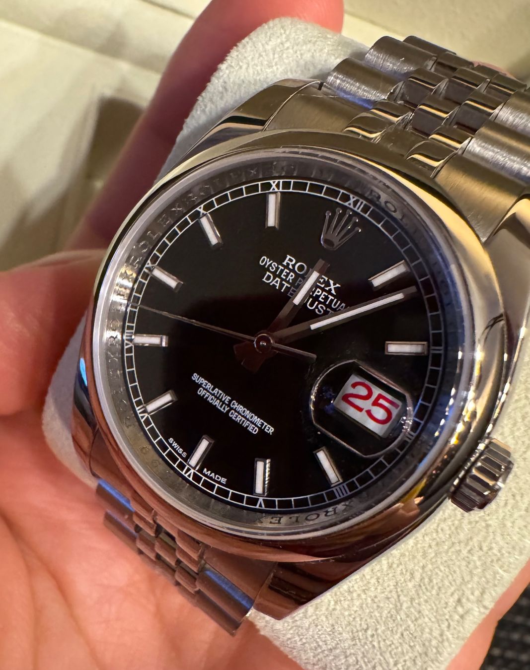 Montre Rolex Datejust 36 mm réf. 116200, cadran noir