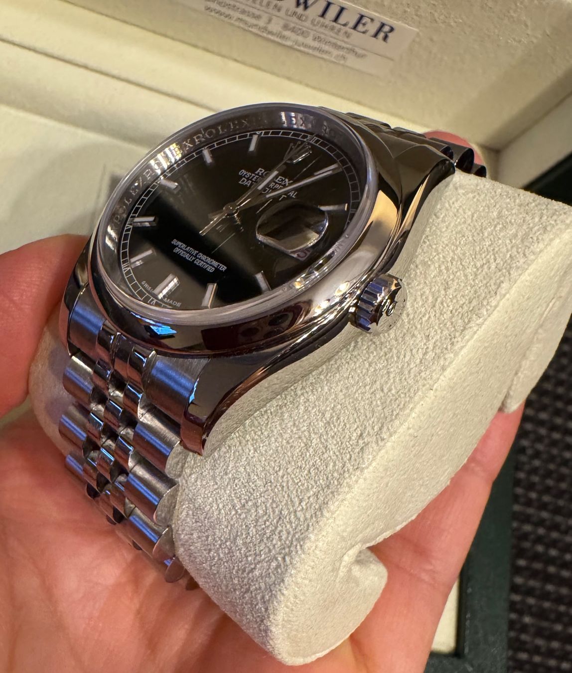 Montre Rolex Datejust 36 mm réf. 116200, cadran noir