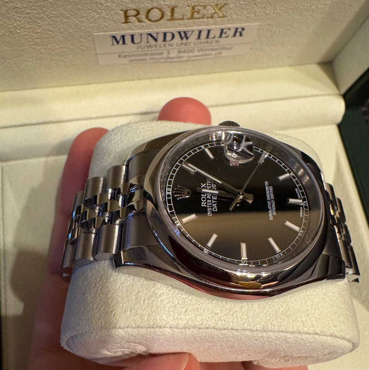 Montre Rolex Datejust 36 mm réf. 116200, cadran noir