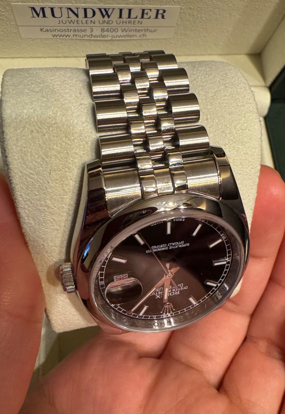 Montre Rolex Datejust 36 mm réf. 116200, cadran noir