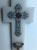 Grande croix en albâtre, bronze marbré avec bénitier, 1850