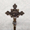 bénitier avec crucifix - Décoration d'autel catholique, support d'eau bénite mural ou de table, cadeau religieux