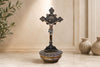 bénitier avec crucifix - Décoration d'autel catholique, support d'eau bénite mural ou de table, cadeau religieux