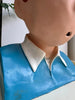 Buste vintage en plâtre peint à la main représentant Tintin