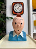 Buste vintage en plâtre peint à la main représentant Tintin