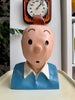 Buste vintage en plâtre peint à la main représentant Tintin