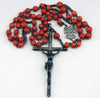 Ancien gros Chapelet en perles de corail facettées et argent massif poids 36 G