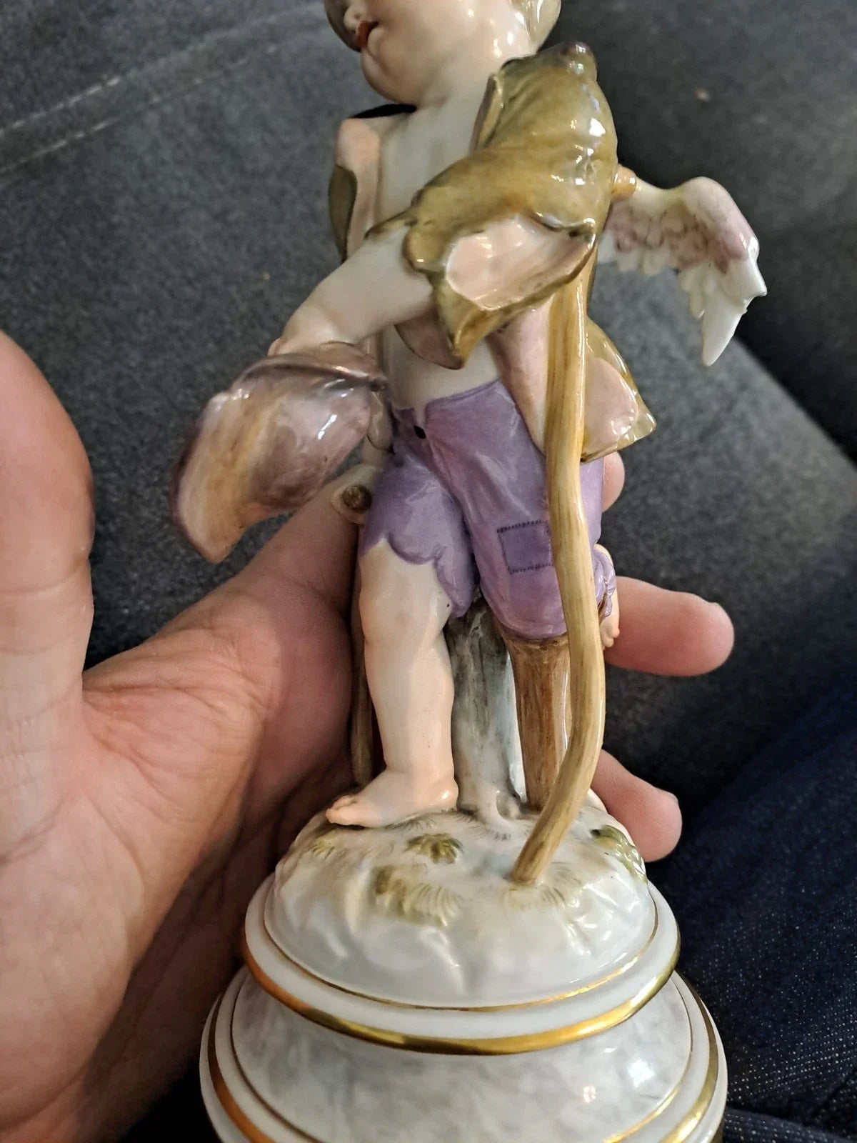 Ancien Sujet Sculpture Ange Statue Porcelaine Meissen Germany 18ème 19ème