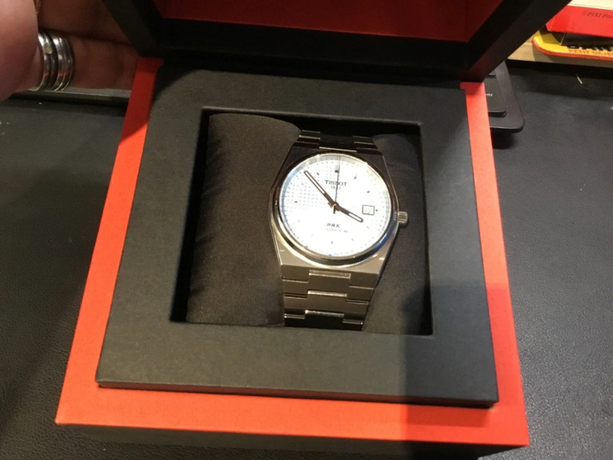 Montre Tissot PRX Powermatic 80 automatique cadran bleu Tiffany bracelet acier