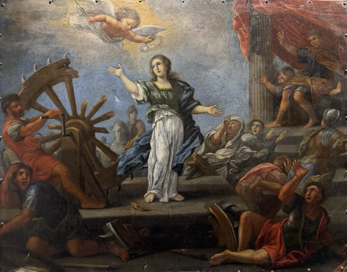 Ecole XVIIe vers 1600 Sainte Catherine tableau ancien old masters huile