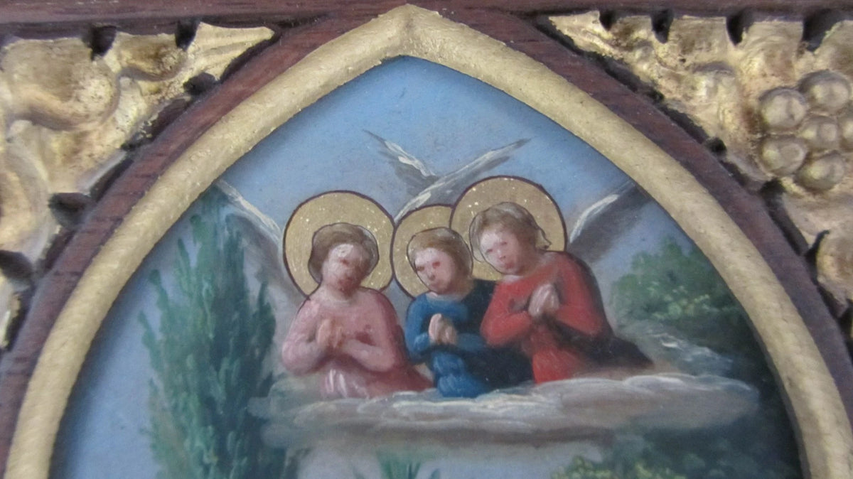 tableau, Huile sur PANNEAU ZINC , Scène Religieuse , Descente De Croix , 19eme