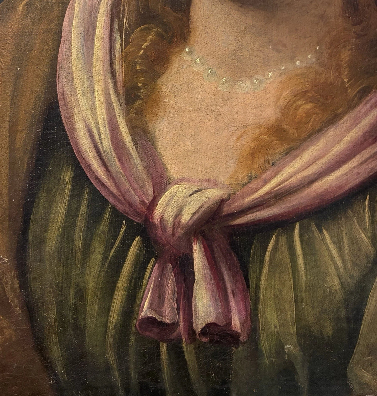 Tableau Ancien Huile Portrait Femme Reine Bijoux Renaissance Fontainebleau XVIe