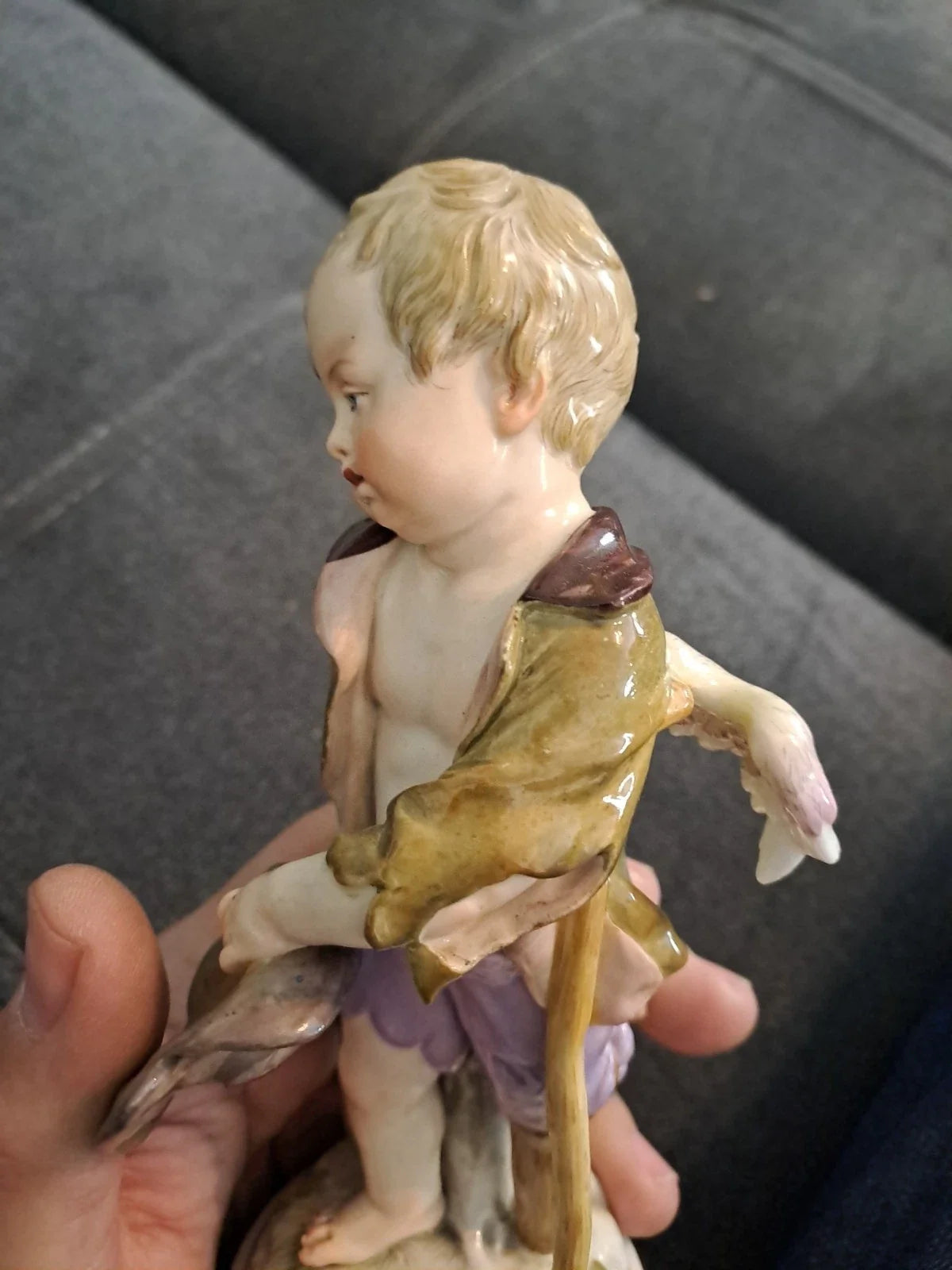 Ancien Sujet Sculpture Ange Statue Porcelaine Meissen Germany 18ème 19ème