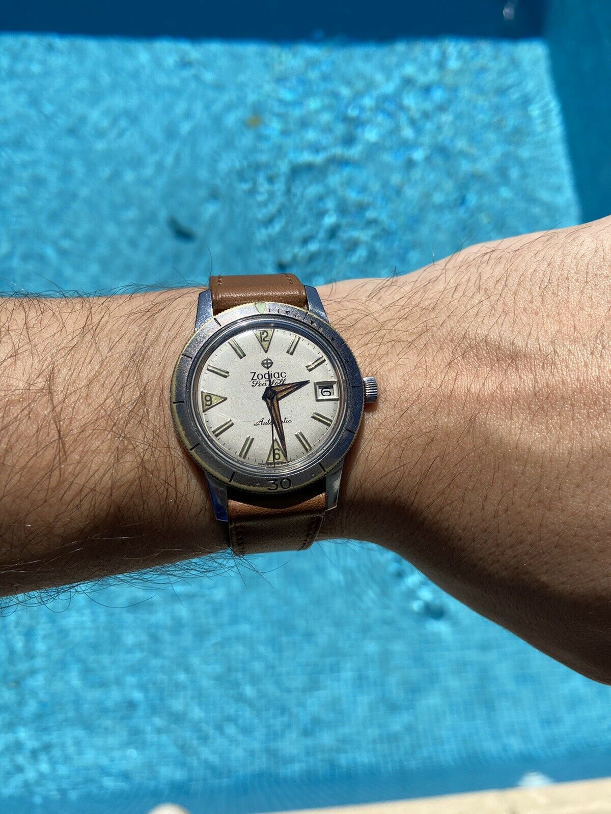 Zodiac Sea Wolf White Dial Original Bracelet And Box Automatic Mouvement AS70-72