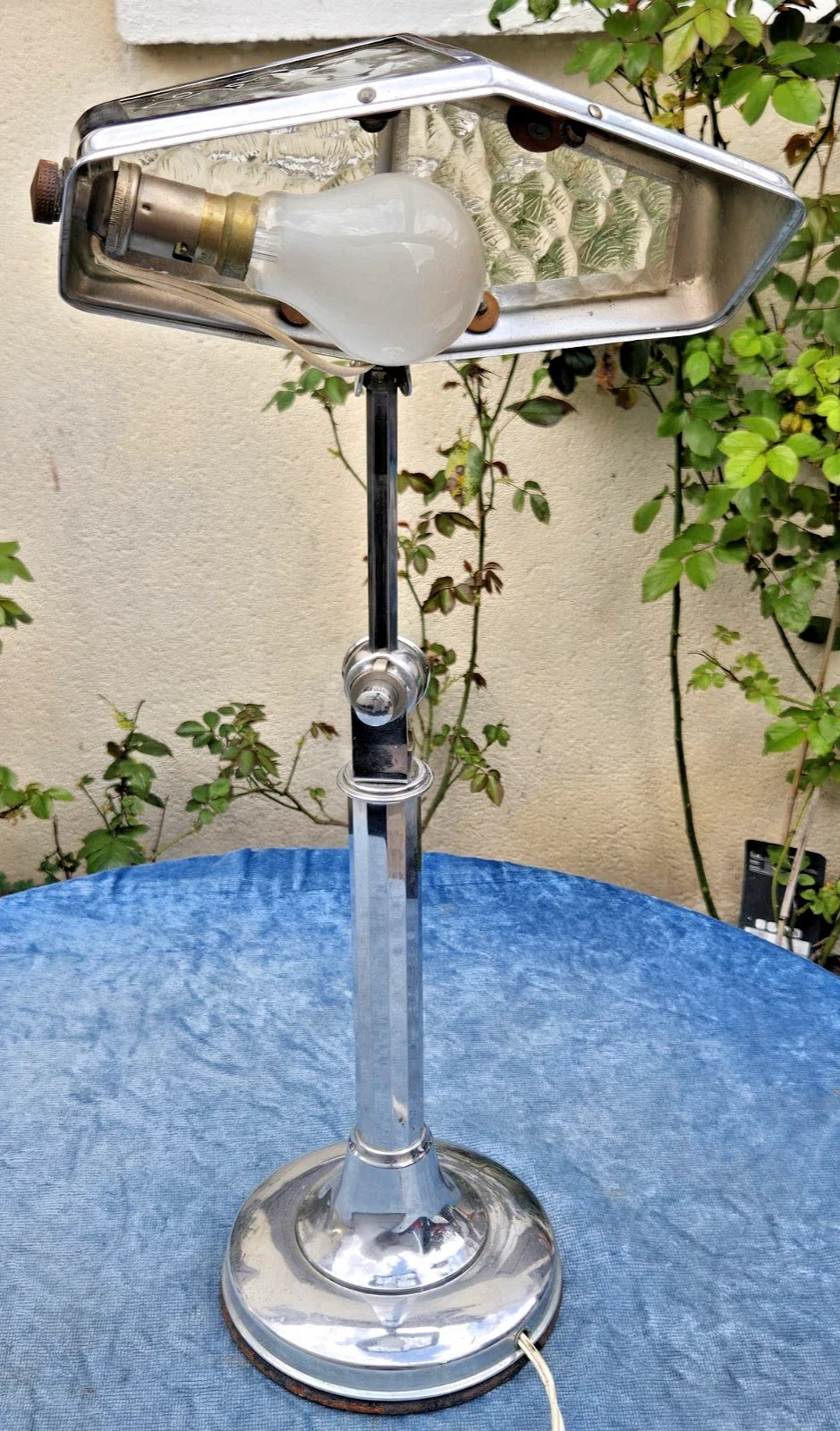 Belle lampe de bureau ancienne chromée pirouett