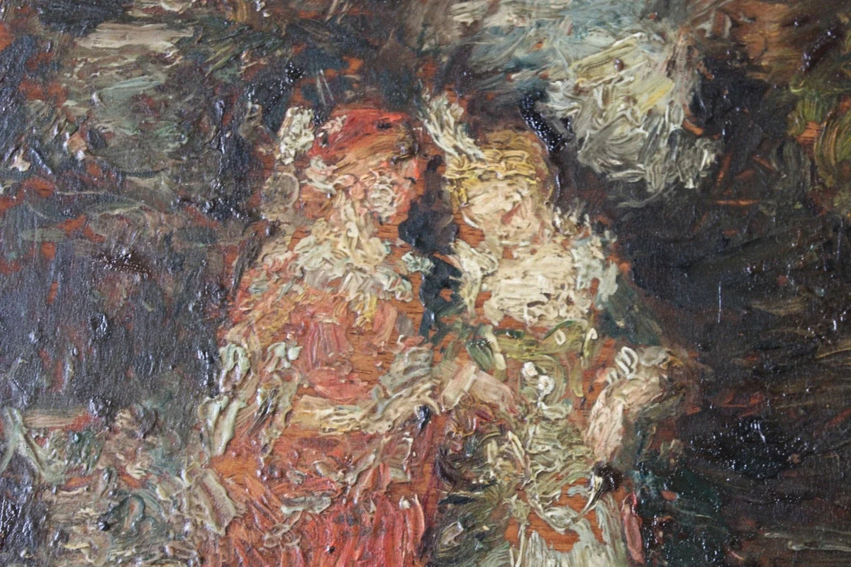 Tableau hsp elégantes avec chien adolphe monticelli (1824-1886) ecole française