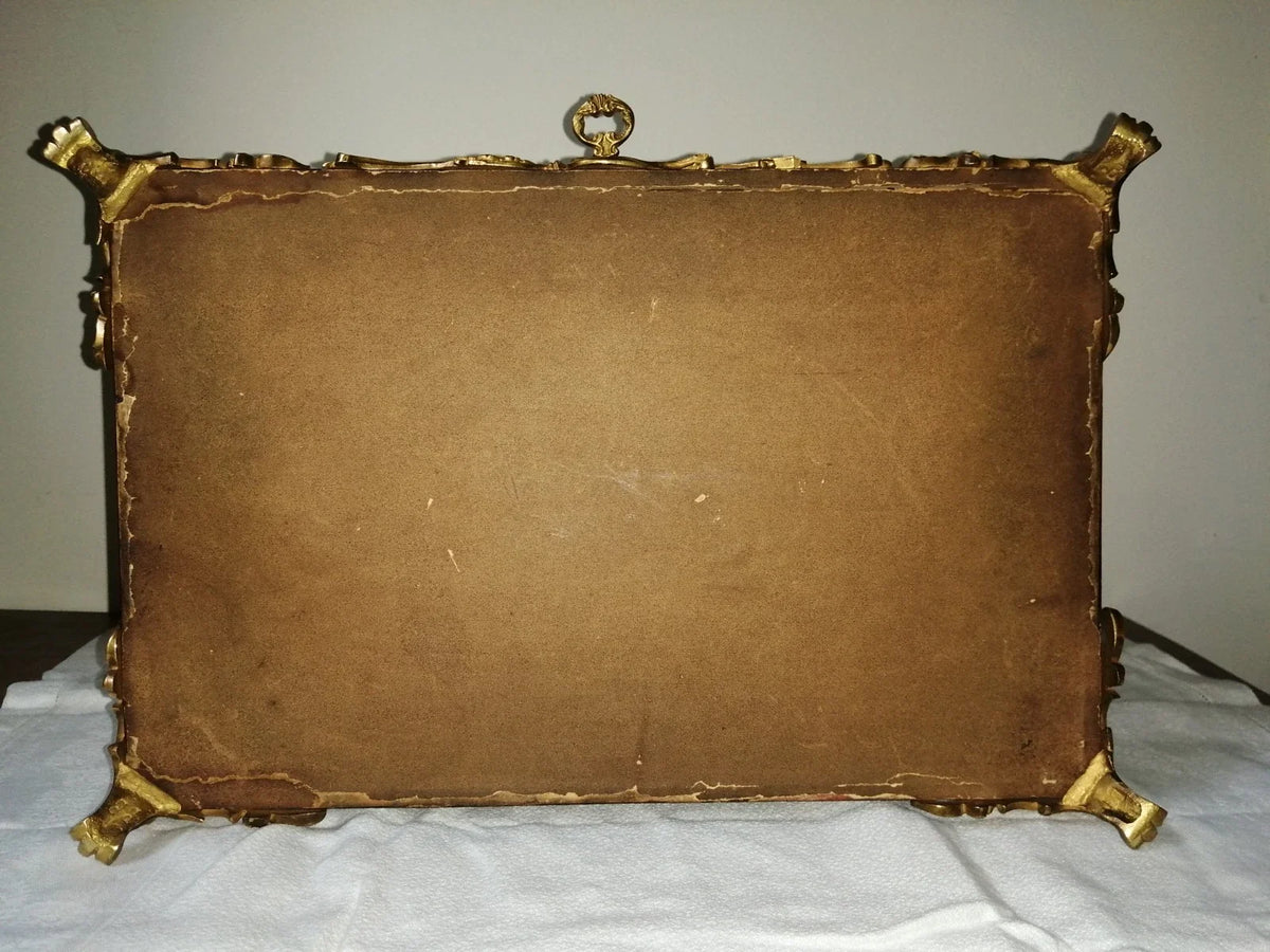 Coffret de table placage écailles style Louis XV Signé Rischmann Pau