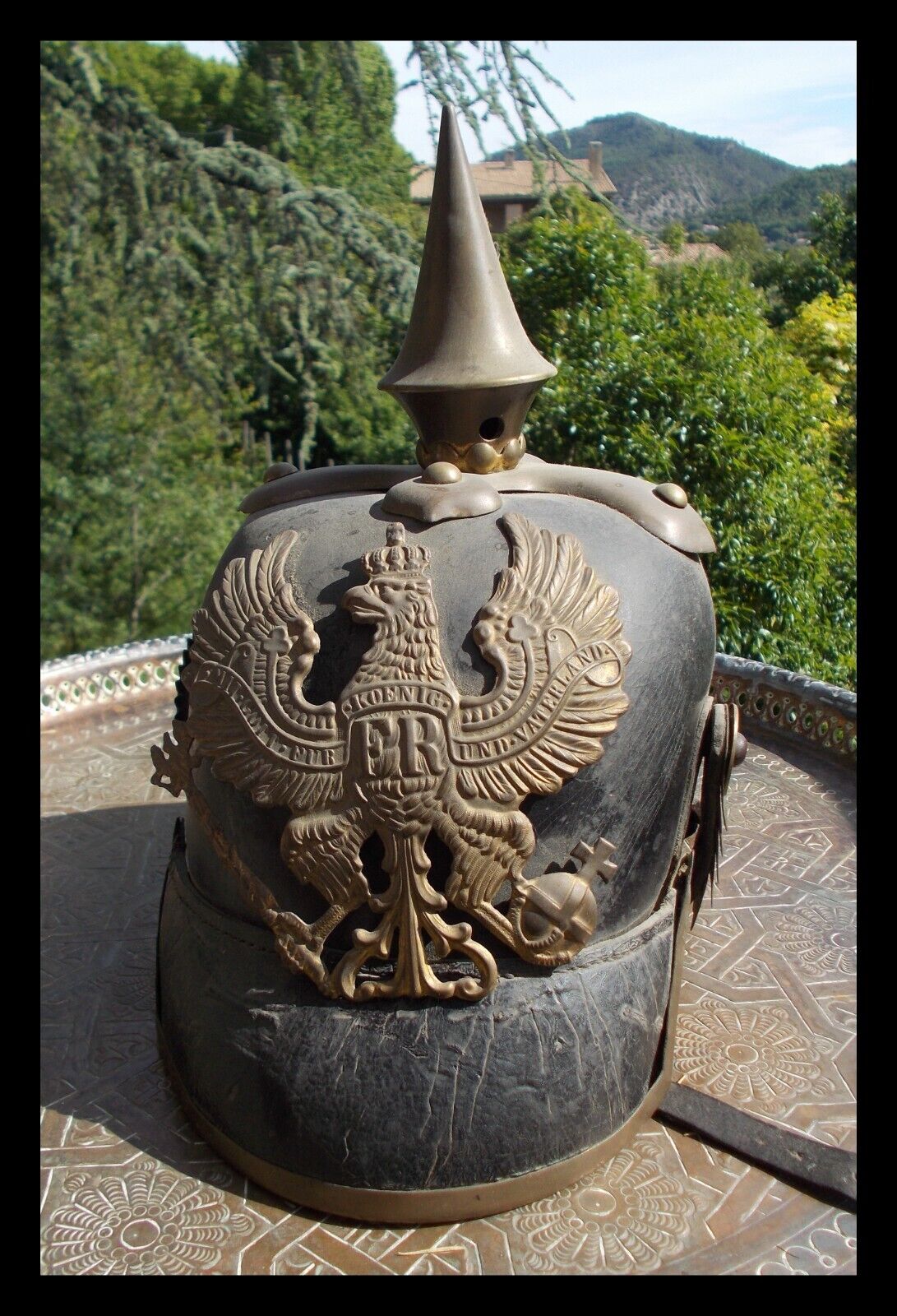 Ancien casque à pointe allemand marqué 1870 WW1 14-18