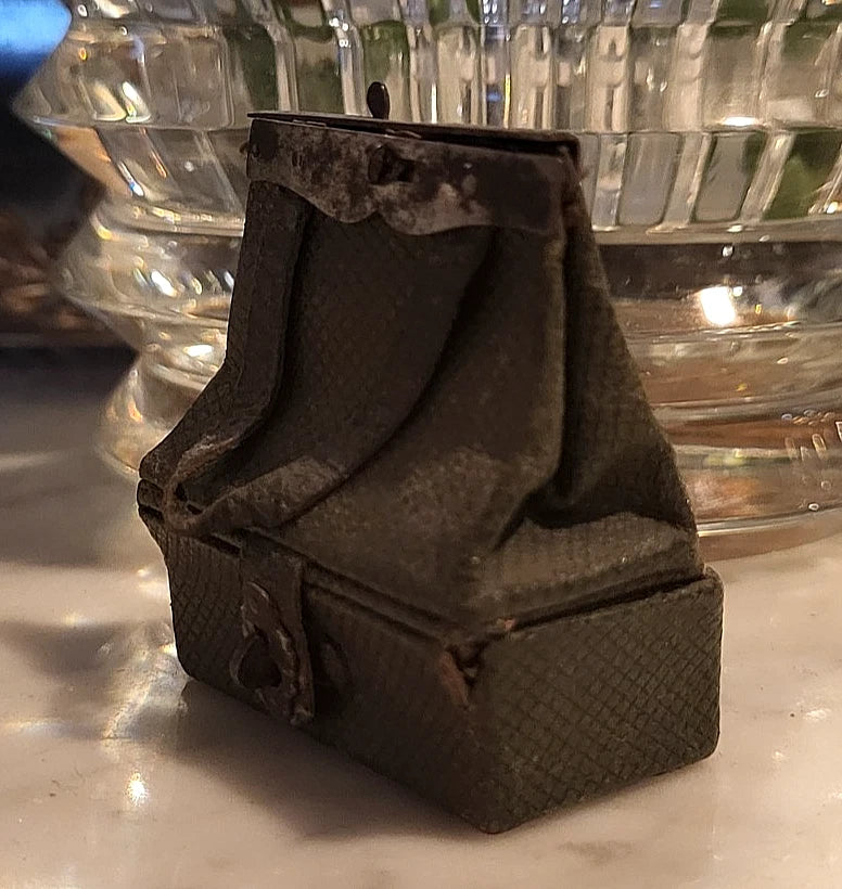 Rare et ancien sac de voyage en cuir de poupée Bleuette Jumeau