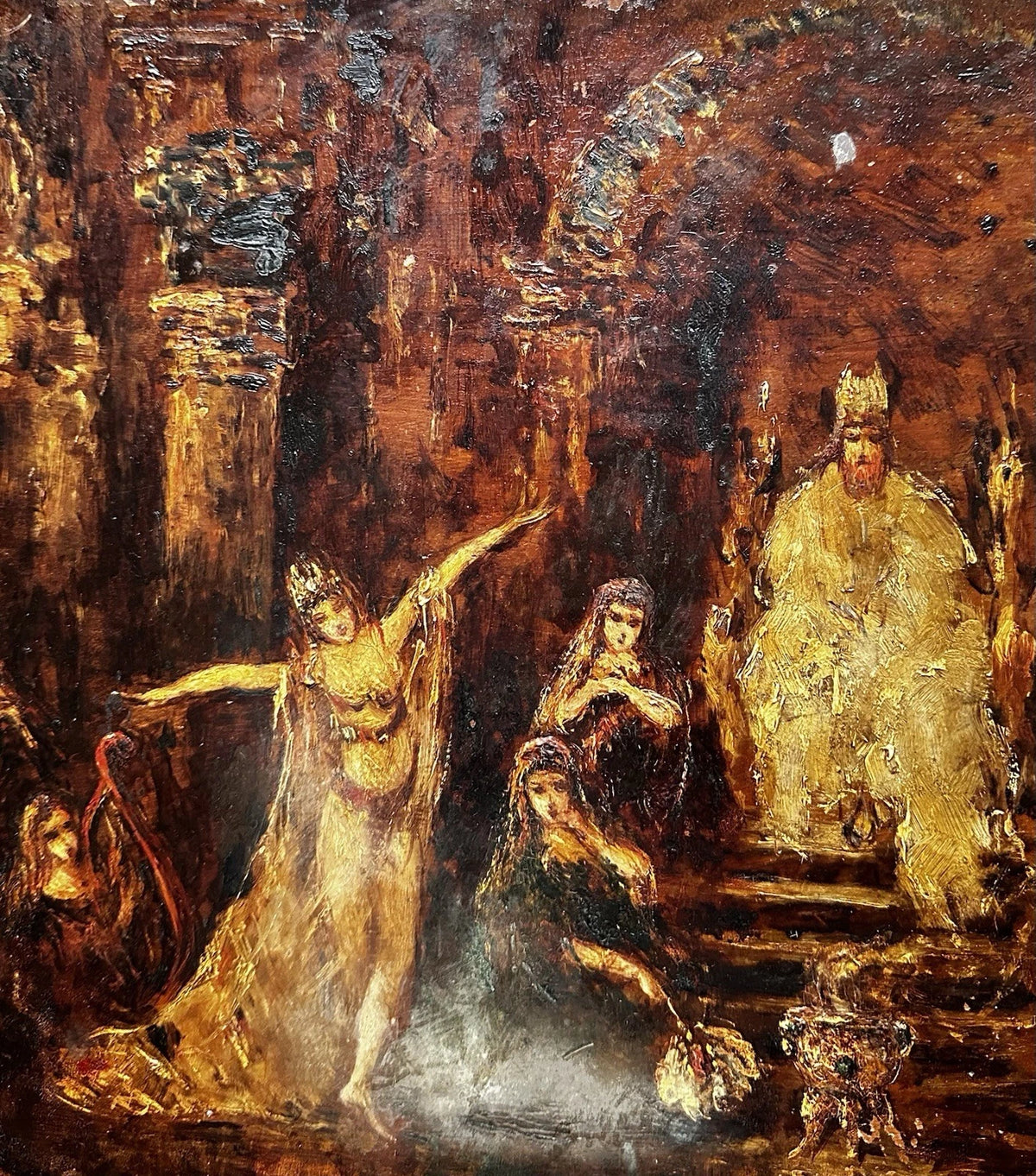 MONTICELLI Adolphe Tableau Ancien Scène Biblique Royale Princesse Peinture 19ème
