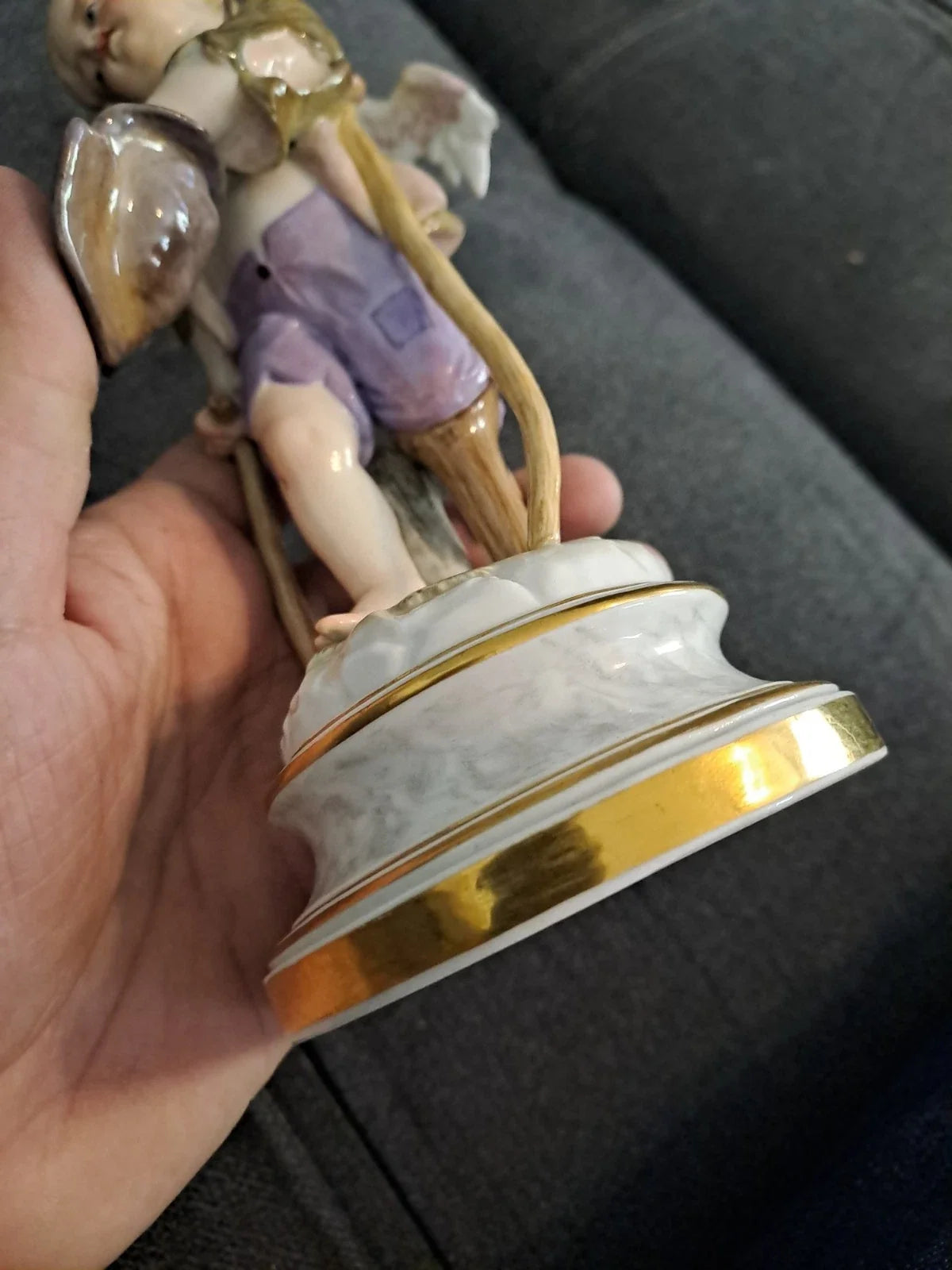 Ancien Sujet Sculpture Ange Statue Porcelaine Meissen Germany 18ème 19ème