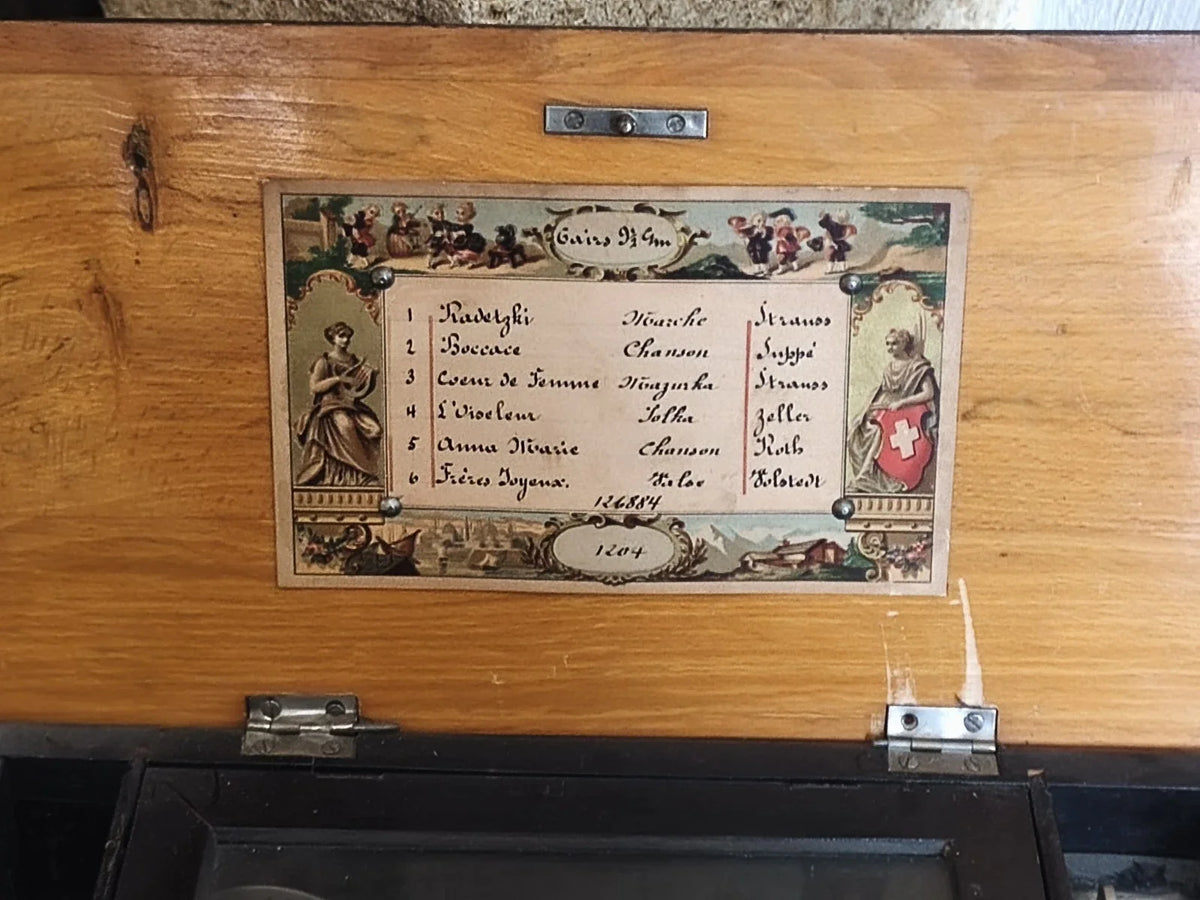 Ancien Coffret à Musique 6 Morceaux Napoléon III