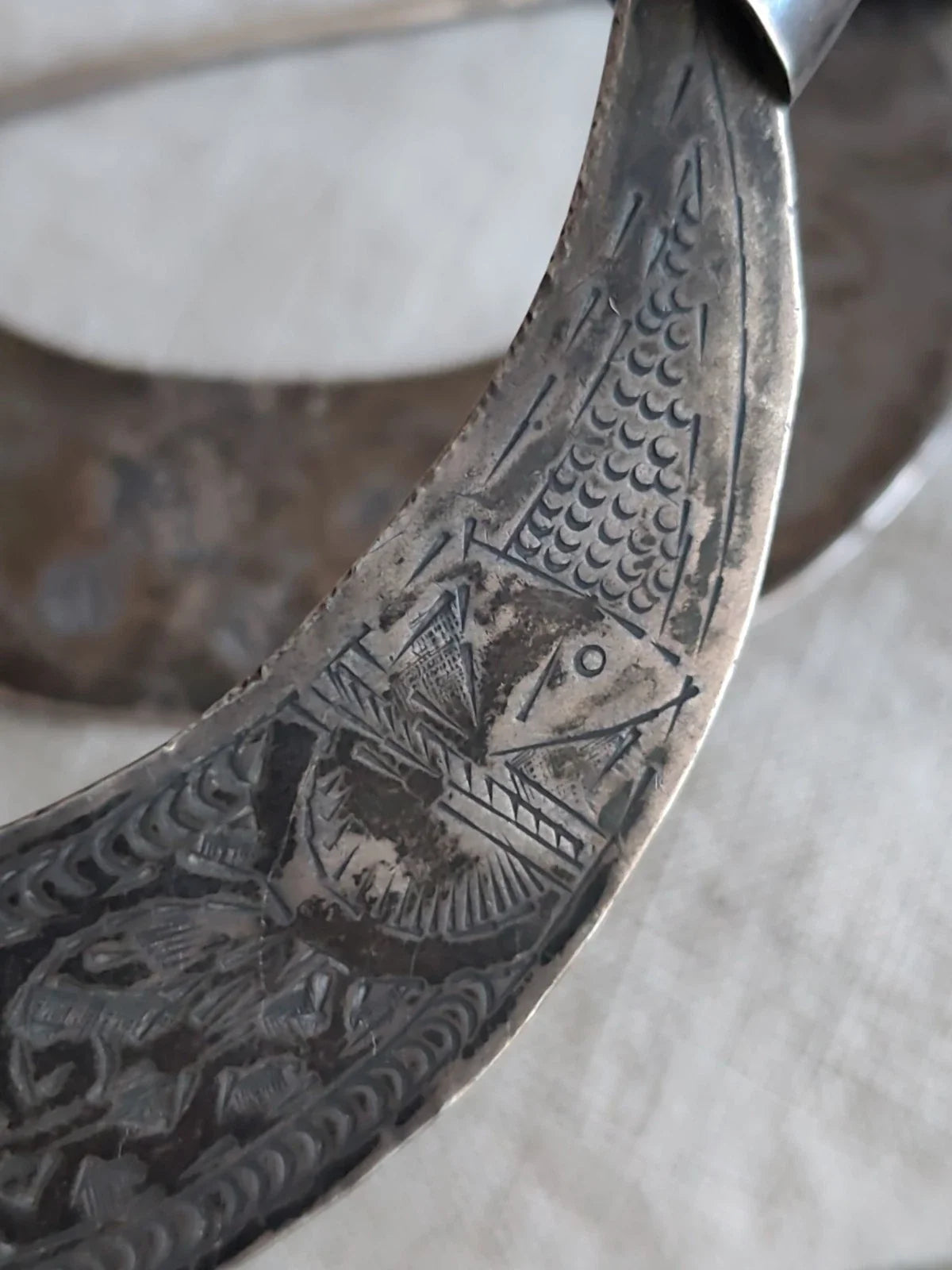 Ancienne paire de fibules berbère argent massif poinçons