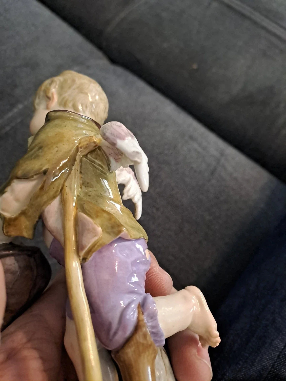 Ancien Sujet Sculpture Ange Statue Porcelaine Meissen Germany 18ème 19ème
