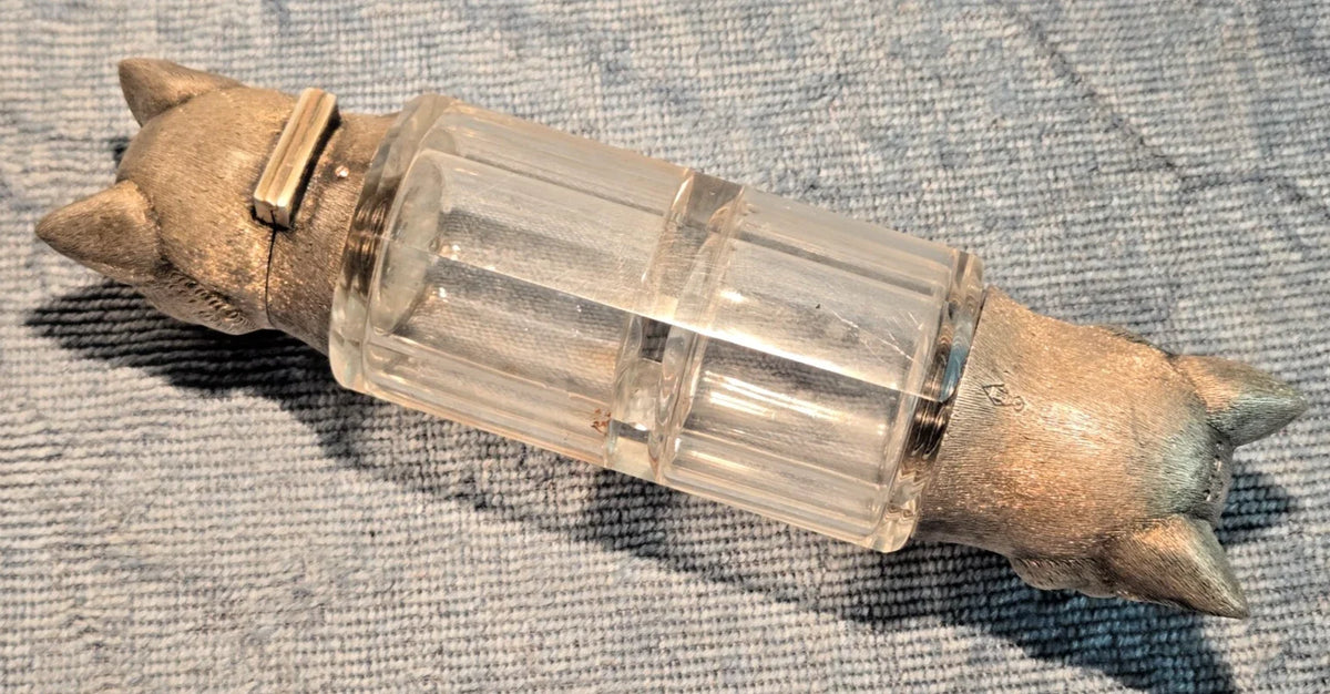 Beau flacon double ancien à parfum et sels en cristal taillé