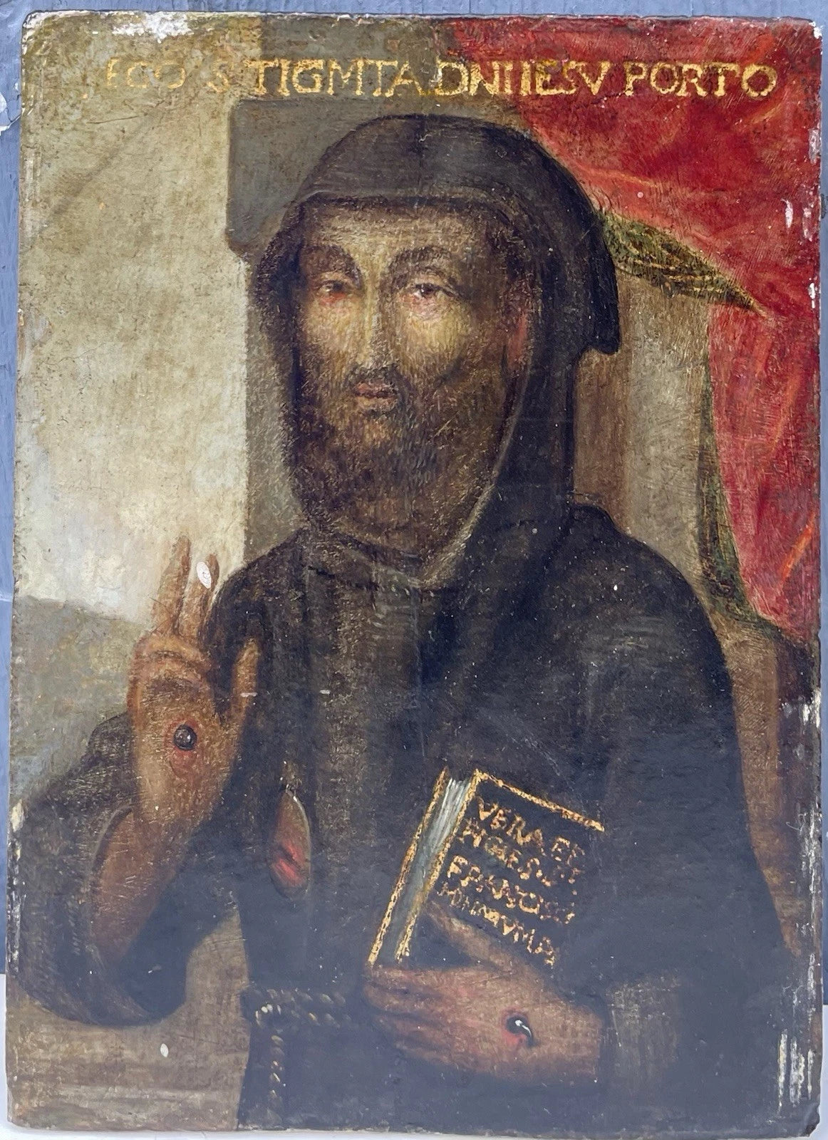 Tableau Religieux Ancien Huile Bois Portrait Saint Renaissance XVIe-XVIIe