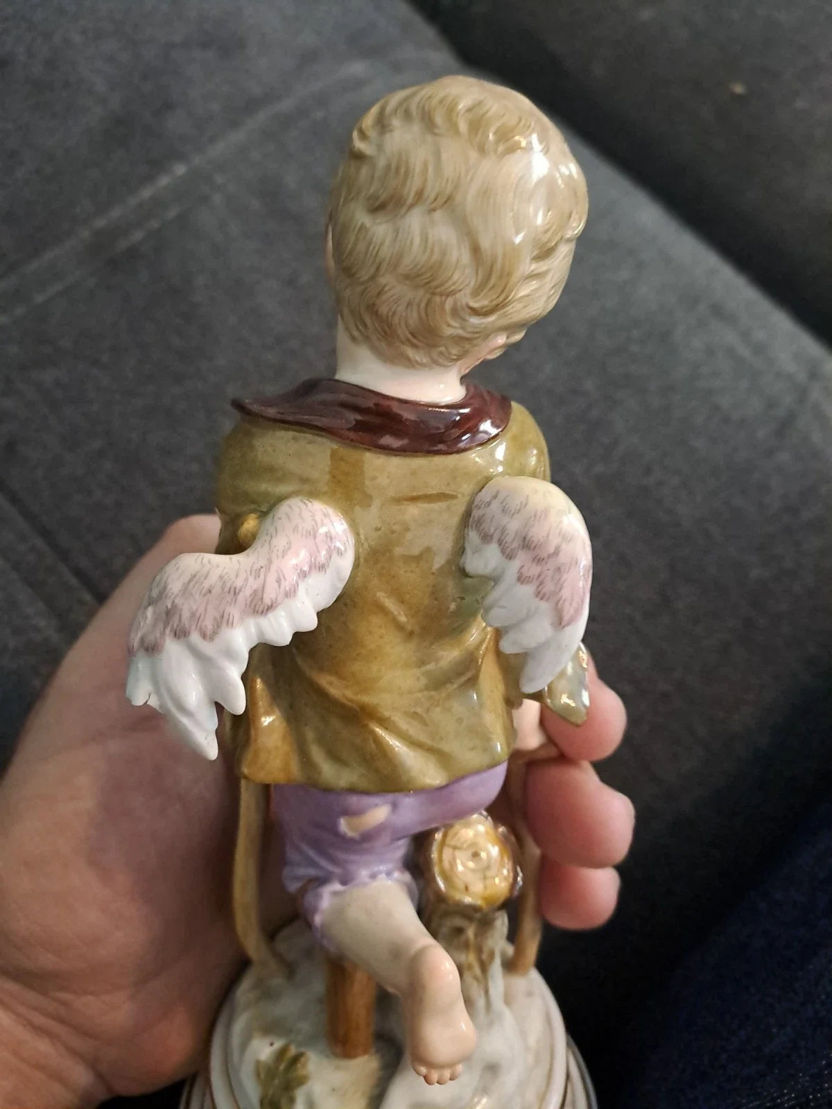 Ancien Sujet Sculpture Ange Statue Porcelaine Meissen Germany 18ème 19ème