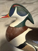 Canard mandarin en bois massif sculpté, leurre vintage du capitaine harry jobes