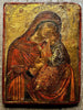 Ancienne Icône Russe Orthodoxe Portrait Vierge Enfant Jésus Peinture Religieuse