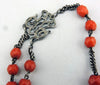 Ancien gros Chapelet en perles de corail facettées et argent massif poids 36 G