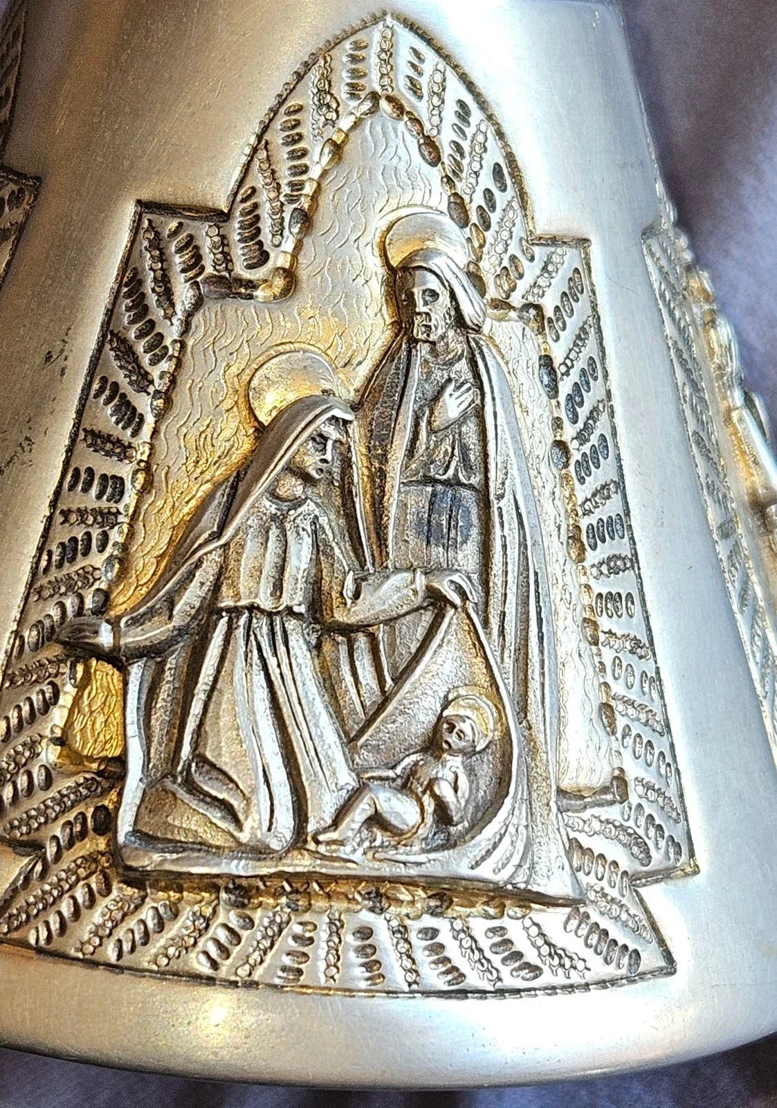Calice italien en argent massif et restes de dorure  vermeil