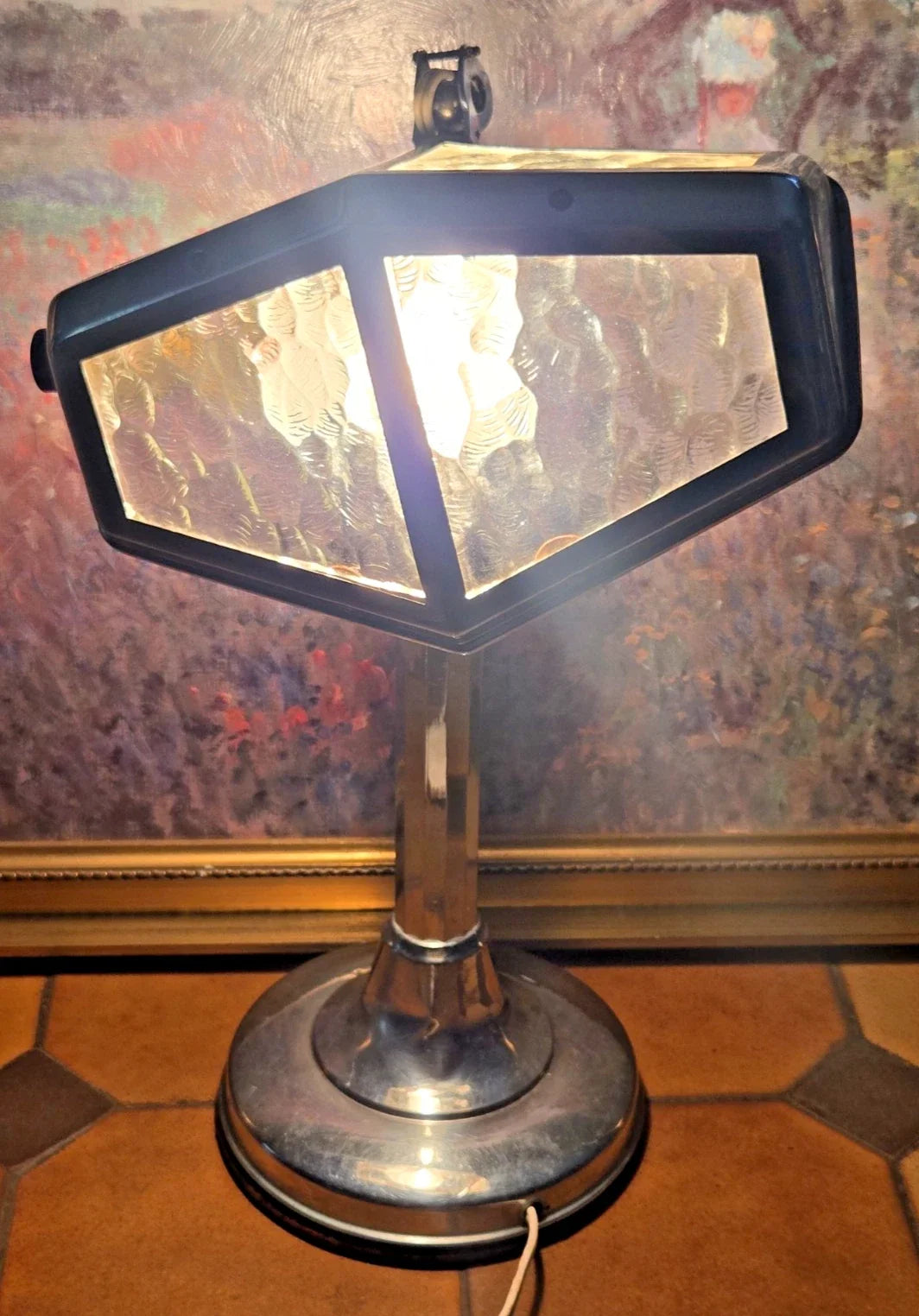Belle lampe de bureau ancienne chromée pirouett