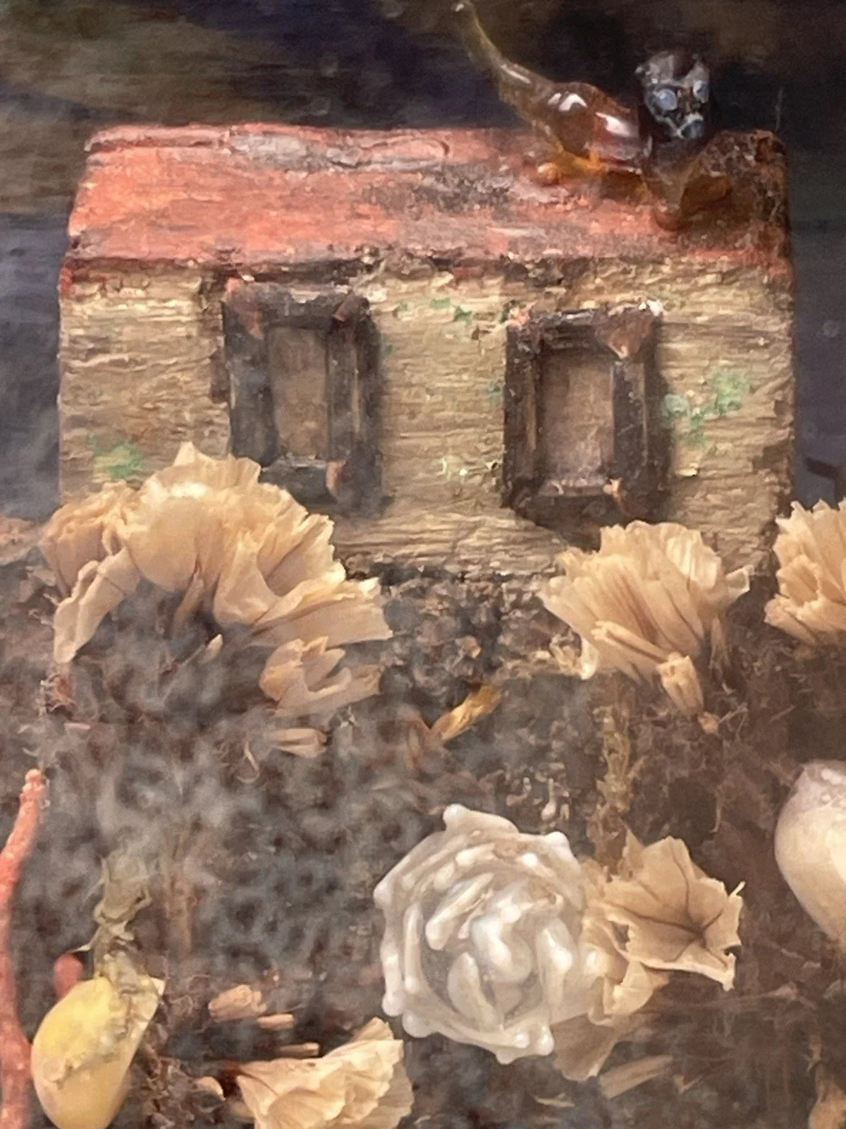 Diorama Verre filé Nevers 19è XIXè Art populaire Paysage Animaux Curiosité Rare