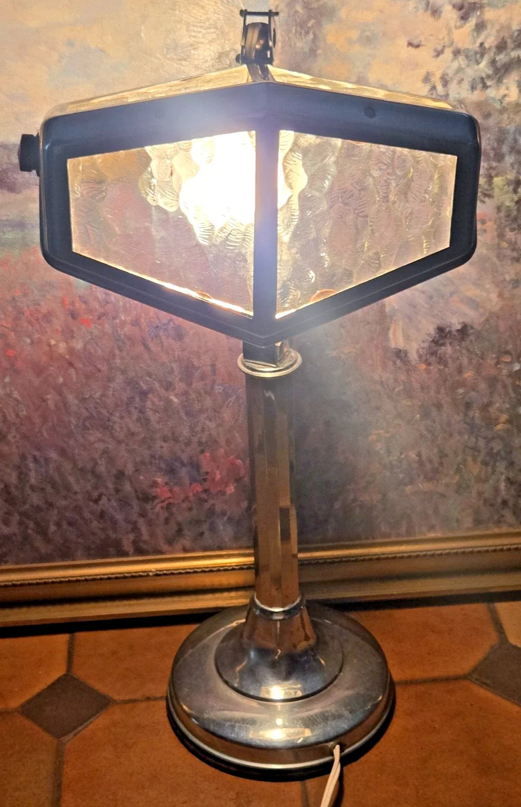 Belle lampe de bureau ancienne chromée pirouett