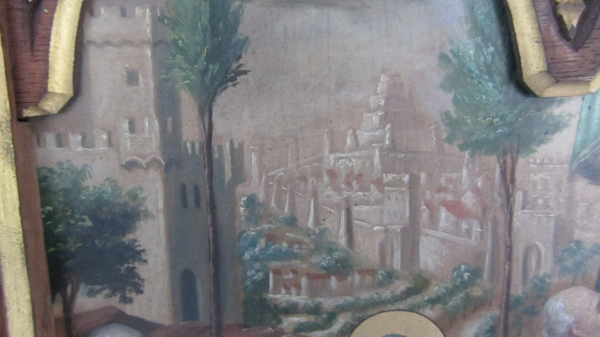 tableau, Huile sur PANNEAU ZINC , Scène Religieuse , Descente De Croix , 19eme