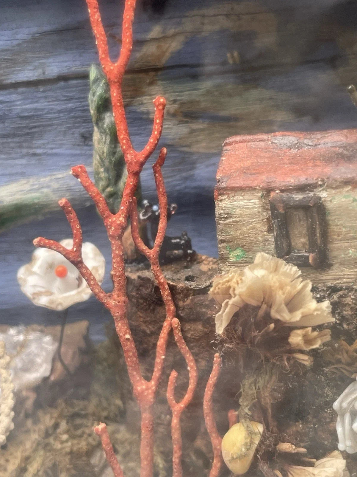 Diorama Verre filé Nevers 19è XIXè Art populaire Paysage Animaux Curiosité Rare
