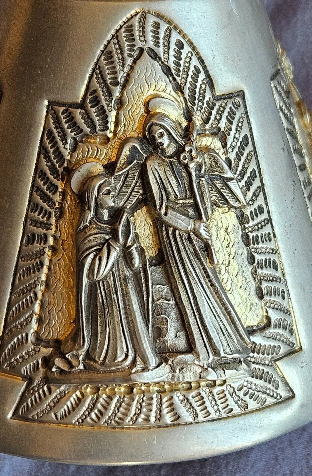 Calice italien en argent massif et restes de dorure  vermeil