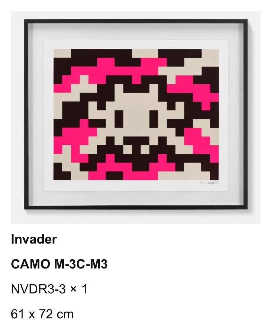 Invader camo m-3c-m3 lithographie signée – édition limitée