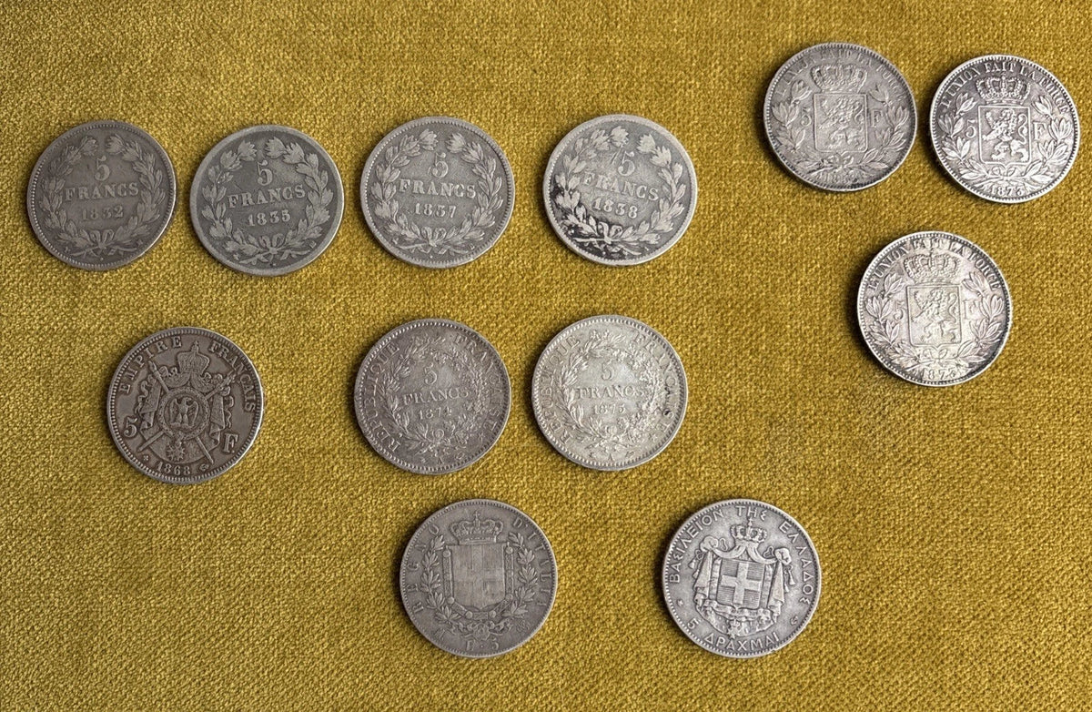 Lot 35 pièces anciennes argent ecu xix ème nap 3 louis philippe leopold hercule