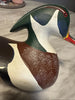 Canard mandarin en bois massif sculpté, leurre vintage du capitaine harry jobes